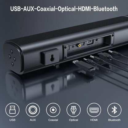 4.1Ch Sound Bar with Subwoofer, 120W Separable Sound Bar for TV, 2-In-1 Detachable Sound Bar with Usb/Aux/Coaxial/Optical/Hdmi/Bluetooth