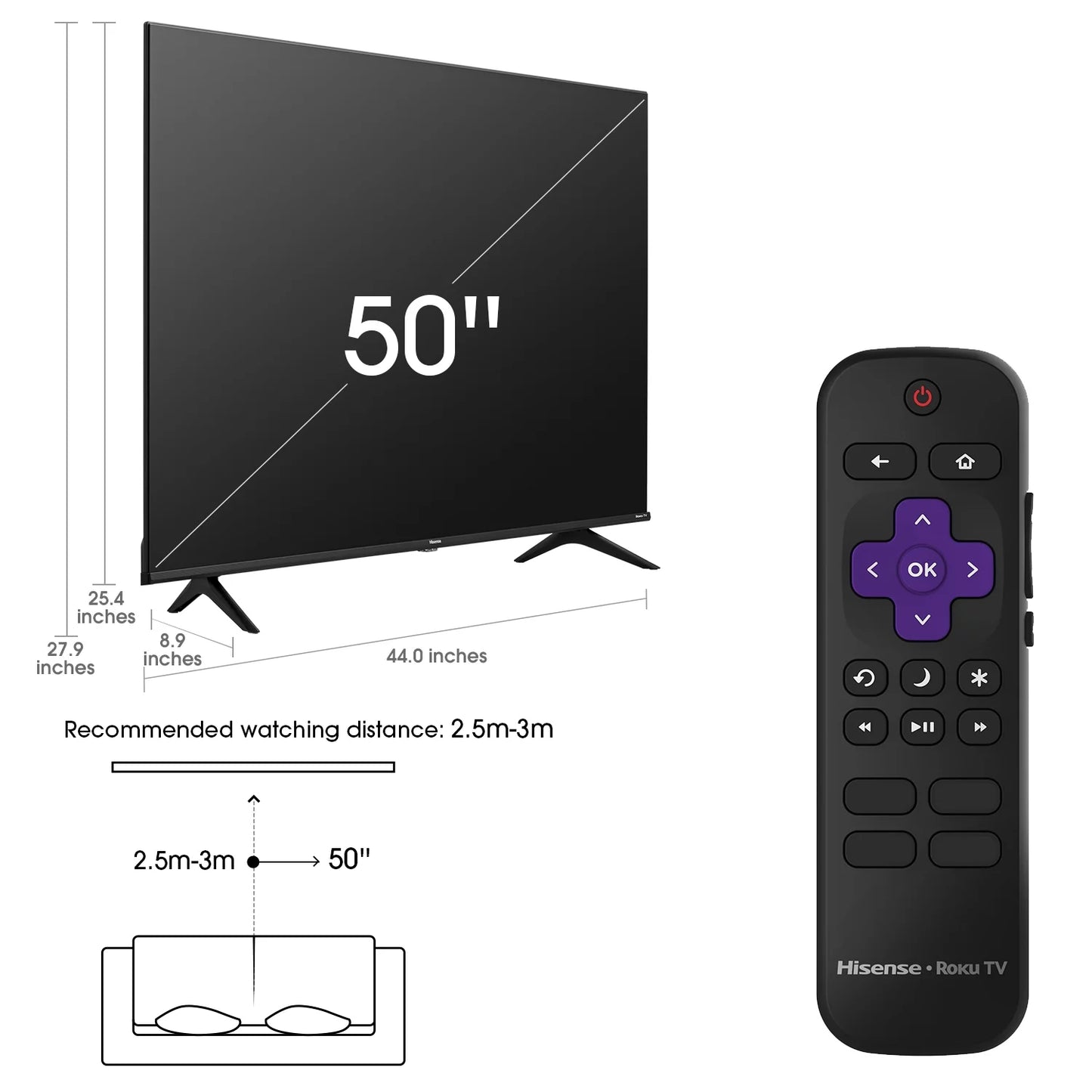 50" Class 4K UHD LED Roku Smart TV HDR 50R6E